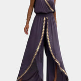 Lorena | Vestido Mono con Acentos Dorados y Escotes