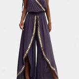 Lorena | Vestido Mono con Acentos Dorados y Escotes