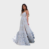 Firenze - Larga vestido bohemio con abertura y volantes.