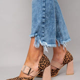 Selveta | Zapatillas de ante con estampado de leopardo y tacones estables