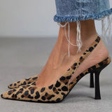 Ambra™ | Tacones altos con estampado de leopardo y correa alrededor del talón