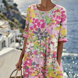 Elena | Vestido midi floral suelto y ligero