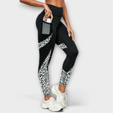 Pantalones de entrenamiento de cintura alta con estampado de leopardo