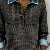 Lucia - Camiseta trendy con medio botón y cuello