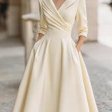 Laura - Vestido midi elegante con mangas largas
