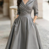 Laura - Vestido midi elegante con mangas largas