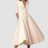 Laura | Vestido midi para mujeres con corte A y escote en V