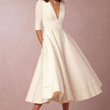 Laura | Vestido midi para mujeres con corte A y escote en V