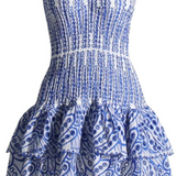 Vestido mini fruncido sin tirantes para mujer con falda escalonada con volantes