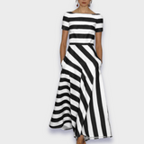 Vestido largo de rayas hecho a mano
