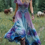 Serena™ | Vestido corto maxi floral lavanda con un toque refinado