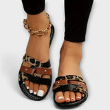 Jenevra - Sandalia con estampado de leopardo y tiras cruzadas