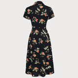 Glória | Vestido Midi Negro con Flores