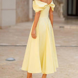 Isadora | Elegante Vestido Maxi con Hombro Descubierto y Detalles Plisados
