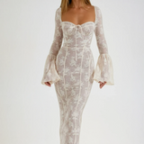 Elegante Vestido Maxi de Encaje de Verano con Cuerpo de Corsé
