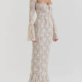 Elegante Vestido Maxi de Encaje de Verano con Cuerpo de Corsé