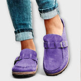 Mocasines ortopédicos femeninos con hebilla decorativa