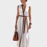 Lidia - Vestido Midi con Detalle Contrastante