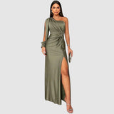 Meda - Elegante vestido maxi de un solo hombro