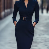 Iara | Vestido Negro Refinado con Cinturón