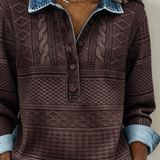 Lucia - Camiseta trendy con medio botón y cuello