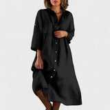 Isa - Vestido Camisero de Algodón y Lino