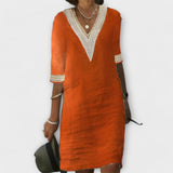 Mariana - Vestido de mujer de algodón y lino