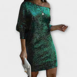 Vestido festivo con lentejuelas y contraste