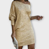 Vestido festivo con lentejuelas y contraste