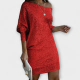 Vestido festivo con lentejuelas y contraste