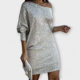 Vestido festivo con lentejuelas y contraste