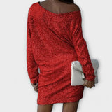 Vestido festivo con lentejuelas y contraste