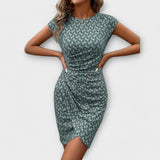 Emma - Vestido de manga corta con corte tulipán y estampado por toda la superficie