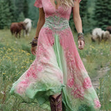 Serena™ | Vestido corto maxi floral lavanda con un toque refinado