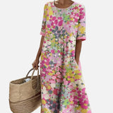 Elena | Vestido midi floral suelto y ligero