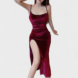 Gabriela - Vestido de terciopelo con abertura lateral