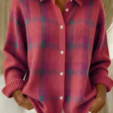 Ugnė - Camisa de punto suave con patrón de cuadros