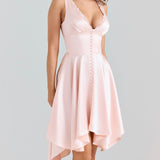Élodie | Vestido Romántico Suave Satén Brillante & Delicada Encaje