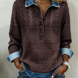 Lucia - Camiseta trendy con medio botón y cuello