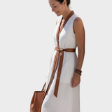 Lidia - Vestido Midi con Detalle Contrastante