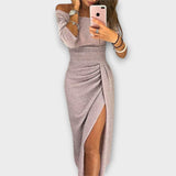 Yolanda - Vestido elegante con hombros descubiertos