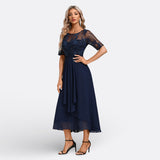 Elena - Vestido de Encaje con Manga Corta