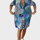 Mari - Vestido colorido con escote en forma de V