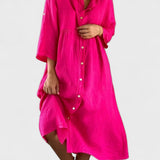 Isa - Vestido Camisero de Algodón y Lino