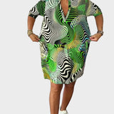 Mari - Vestido colorido con escote en forma de V