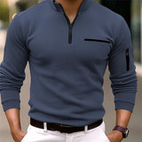 Petar - Camiseta polo de manga larga para hombre con cremallera