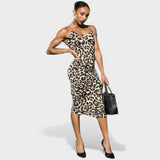 Leopardo | Vestido Ajustado Sexy con Estampado de Leopardo y Tiras Finas