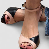 Noirella™ | Zapatos de tacón medio con correa alrededor del tobillo