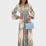 Meda – Elegante vestido largo de flores con botones