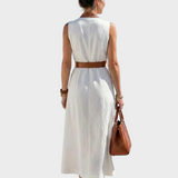 Lidia - Vestido Midi con Detalle Contrastante